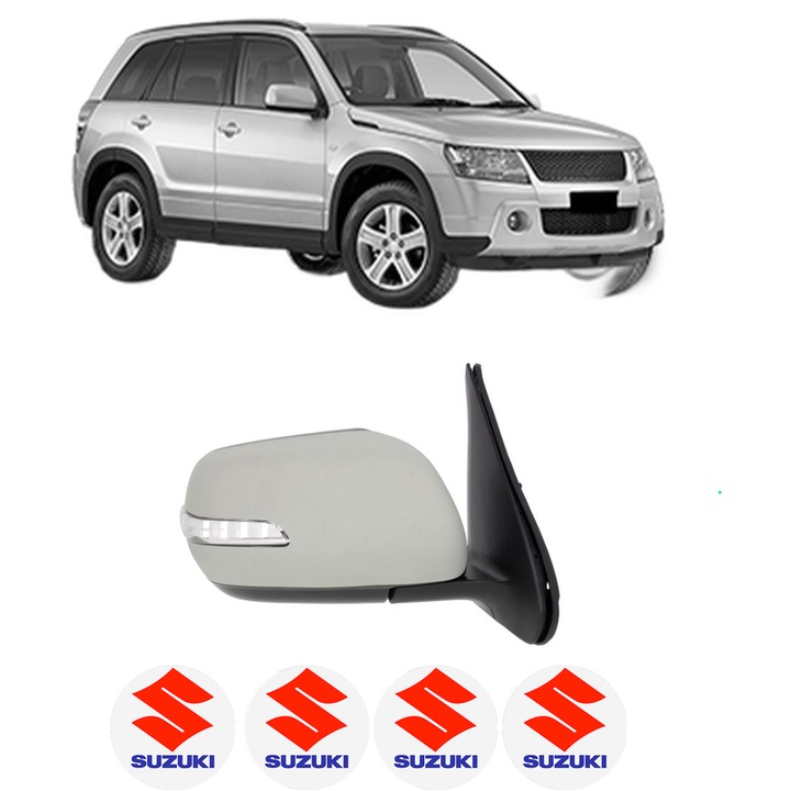 Oglinda Completa Dreapta SUZUKI GRAND VITARA din 2005-2015, auto, Reglaj Electric, 4 stickere auto cu SUZUKI