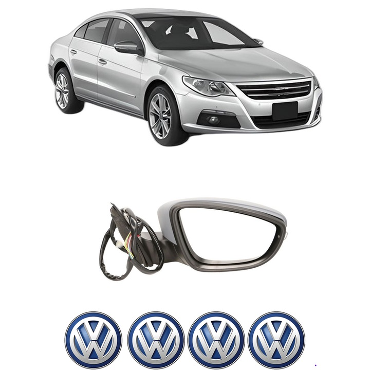 Oglinda Completa Dreapta Volkswagen PASSAT CC B6 (357) din 2008-2012, auto, Reglaj Electric, 4 stickere auto cu Volkswagen