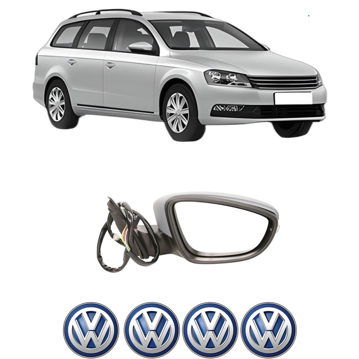 Oglinda Completa Dreapta Volkswagen PASSAT B7 Variant (365) din 2010-2015, auto, Reglaj Electric, 4 stickere auto cu Volkswagen