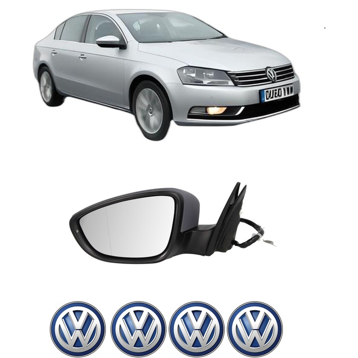 Oglinda Completa Stanga Volkswagen PASSAT B7 (A32, A33) din 2011-2020, auto, Reglaj Electric, 4 stickere auto cu Volkswagen