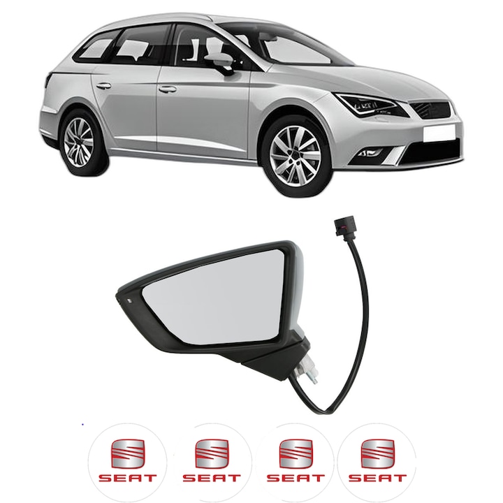 Oglinda Completa Stanga SEAT LEON ST (5F8) din 2012-2020, auto, Reglaj Electric, 4 stickere auto cu SEAT