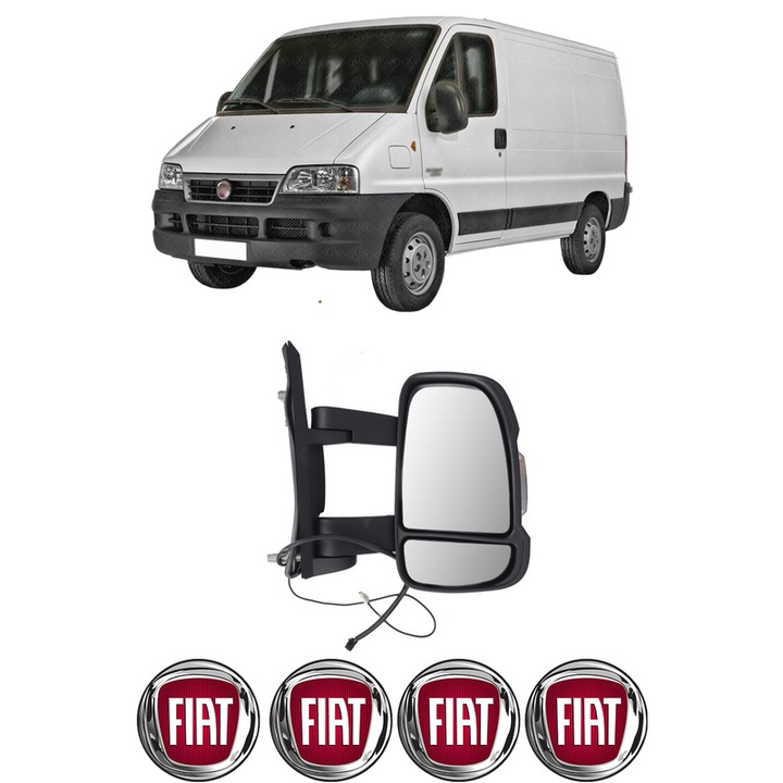 Oglinda Completa Dreapta FIAT DUCATO din 1982-2023, auto, Reglaj Electric, 4 stickere auto cu FIAT