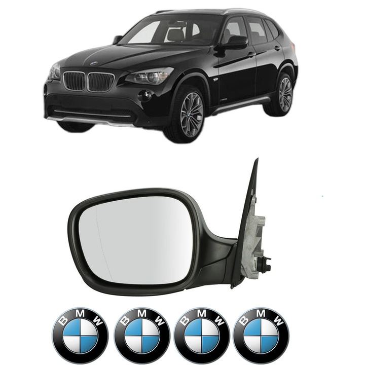 Oglinda Completa Stanga BMW Seria X1 (E84) din 2009-2015, auto, Reglaj Electric, 4 stickere auto cu BMW