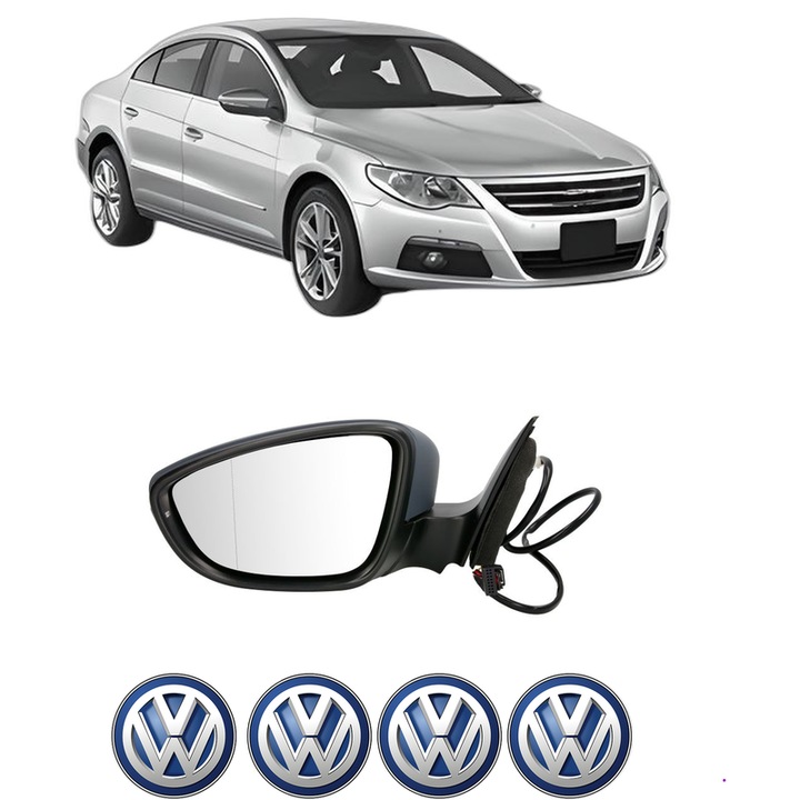 Oglinda Completa Stanga Volkswagen PASSAT CC B6 (357) din 2008-2012, auto, Reglaj Electric, 4 stickere auto cu Volkswagen