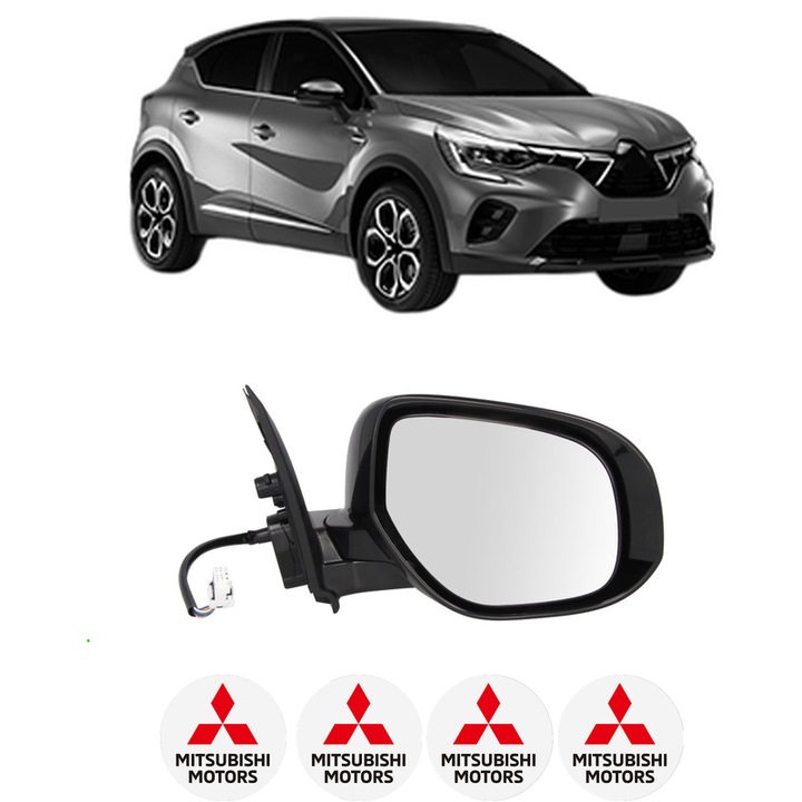 Oglindă Completa Dreapta Blic pentru MITSUBISHI ASX 2010-2022, Reglaj Electric, Incalzita, 4 Stickere Auto MITSUBISHI
