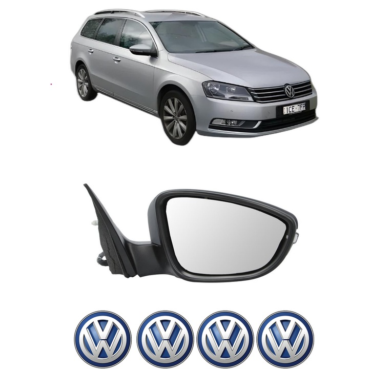 Oglinda Completa Dreapta Volkswagen PASSAT B7 Estate Van (365) din 2011-2014, auto, Reglaj Electric, 4 stickere auto cu Volkswagen