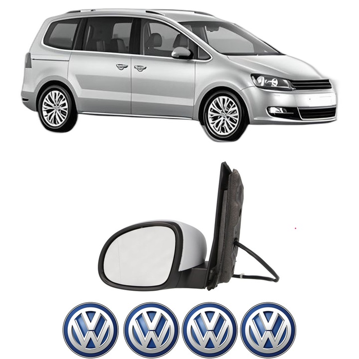 Oglinda Completa Stanga Volkswagen SHARAN (7N1, 7N2) din 2010-2022, auto, Reglaj Electric, 4 stickere auto cu Volkswagen