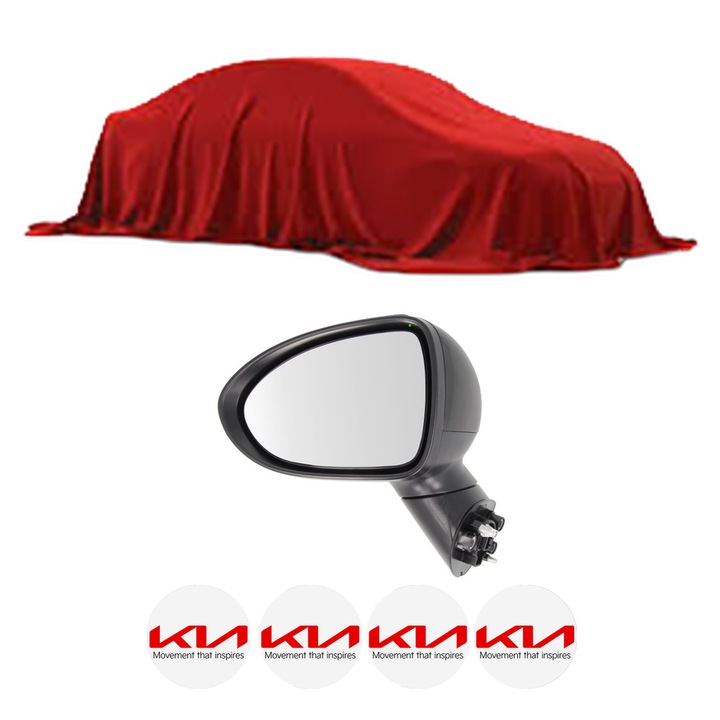 Oglinda Completa Stanga KIA RIO II JB din 2005-2017, auto, Reglaj Electric, 4 stickere auto cu KIA