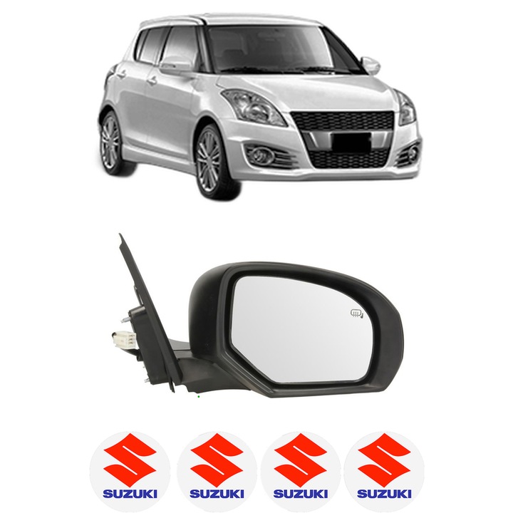 Oglinda Completa Dreapta SUZUKI SWIFT IV (FZ, NZ) din 2010-2013, auto, Reglaj Electric, 4 stickere auto cu SUZUKI