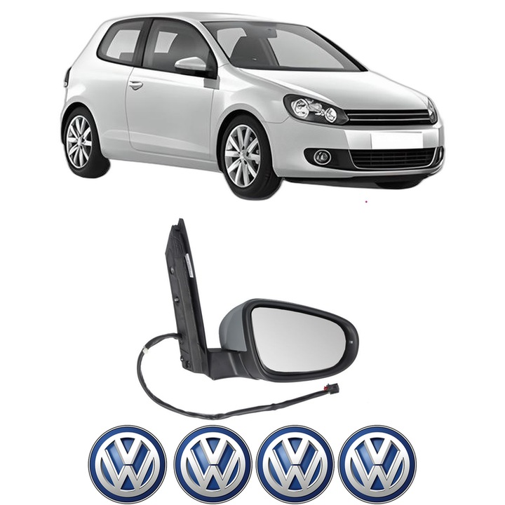 Oglinda Completa Dreapta Volkswagen GOLF VI (5K1) din 2008-2013, auto, Reglaj Electric, 4 stickere auto cu Volkswagen