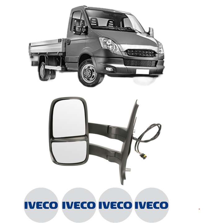 Oglinda Completa Stanga IVECO DAILY V Platform/Chassis din 2011-2014, auto, Reglaj Electric, 4 stickere auto cu IVECO