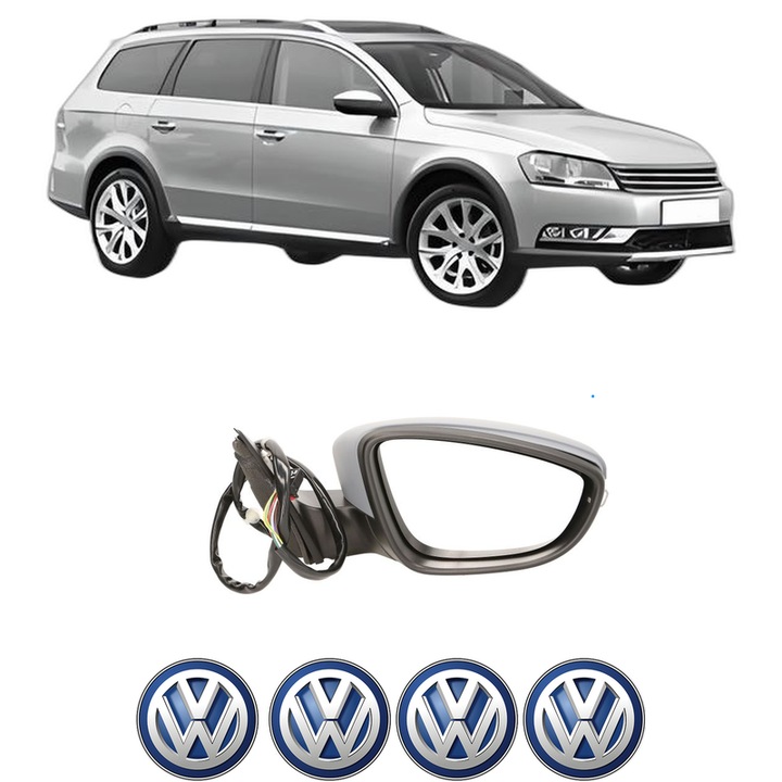 Oglinda Completa Dreapta Volkswagen PASSAT ALLTRACK B7 (365) din 2012-2014, auto, Reglaj Electric, 4 stickere auto cu Volkswagen
