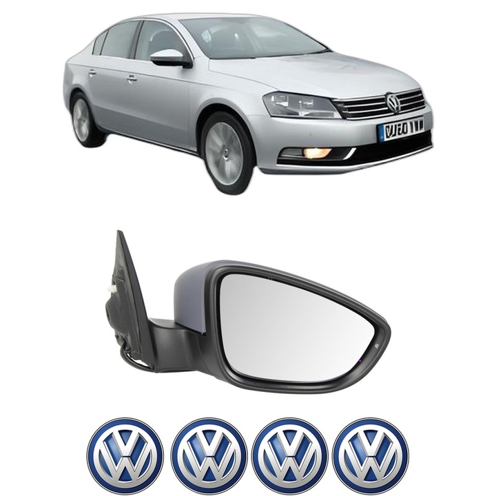 Oglinda Completa Dreapta Volkswagen PASSAT B7 (A32, A33) din 2011-2020, auto, Reglaj Electric, 4 stickere auto cu Volkswagen