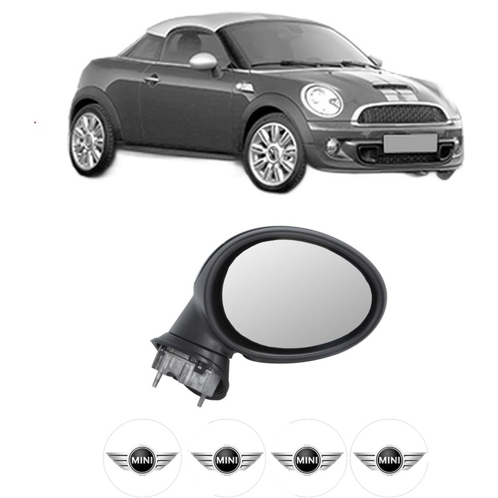 Oglinda Completa Dreapta MINI MINI Coupe (R58) din 2010-2015, auto, Reglaj Electric, 4 stickere auto cu MINI