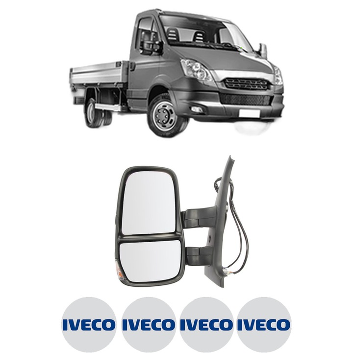 Oglinda Completa Stanga IVECO DAILY V Platform/Chassis din 2011-2014, auto, Reglaj Electric, 4 stickere auto cu IVECO