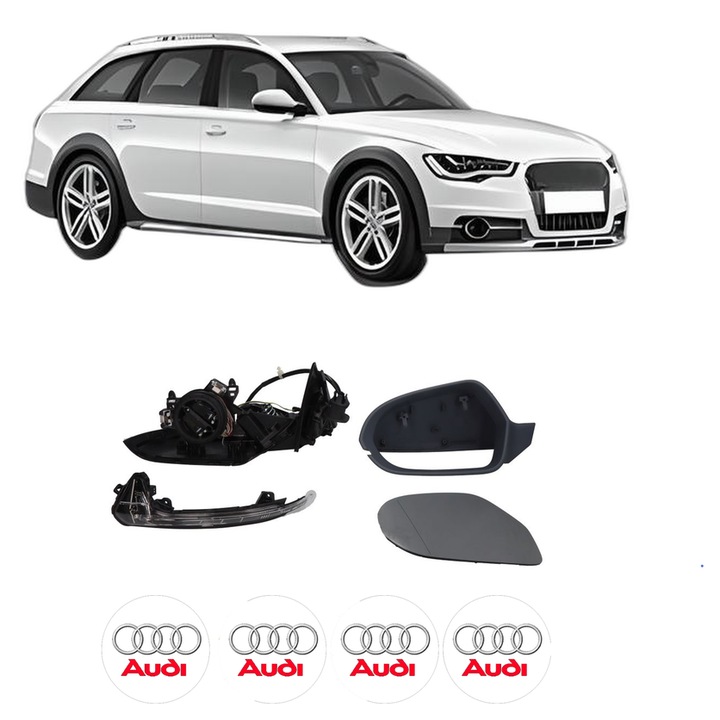 Oglinda Completa Stanga AUDI A6 Allroad C7 (4GH, 4GJ) din 2012-2018, auto, Reglaj Electric, 4 stickere auto cu AUDI