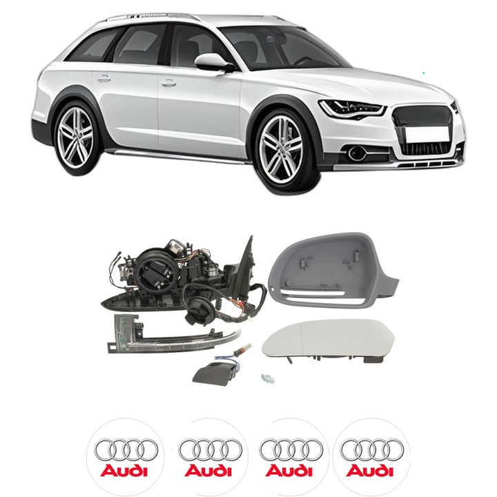 Oglinda Completa Stanga AUDI A6 Allroad C7 (4GH, 4GJ) din 2012-2018, auto, Reglaj Electric, 4 stickere auto cu AUDI