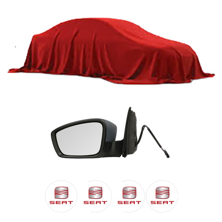 Oglinda Completa Stanga SEAT TOLEDO II 1M din 1998-2018, auto, Reglaj Electric, 4 stickere auto cu SEAT