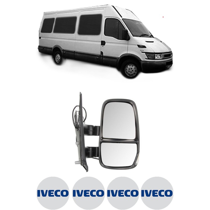 Oglinda Completa Dreapta IVECO DAILY din 1999-2019, auto, Reglaj Manual, 4 stickere auto cu IVECO