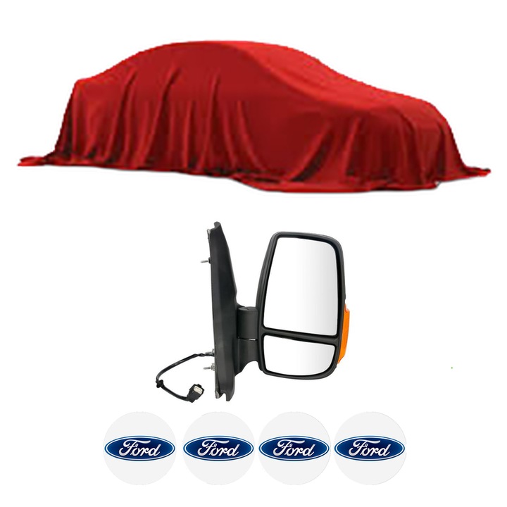 Oglinda Completa Dreapta FORD TRANSIT IV din 1986-2018, auto, Reglaj Electric, 4 stickere auto cu FORD