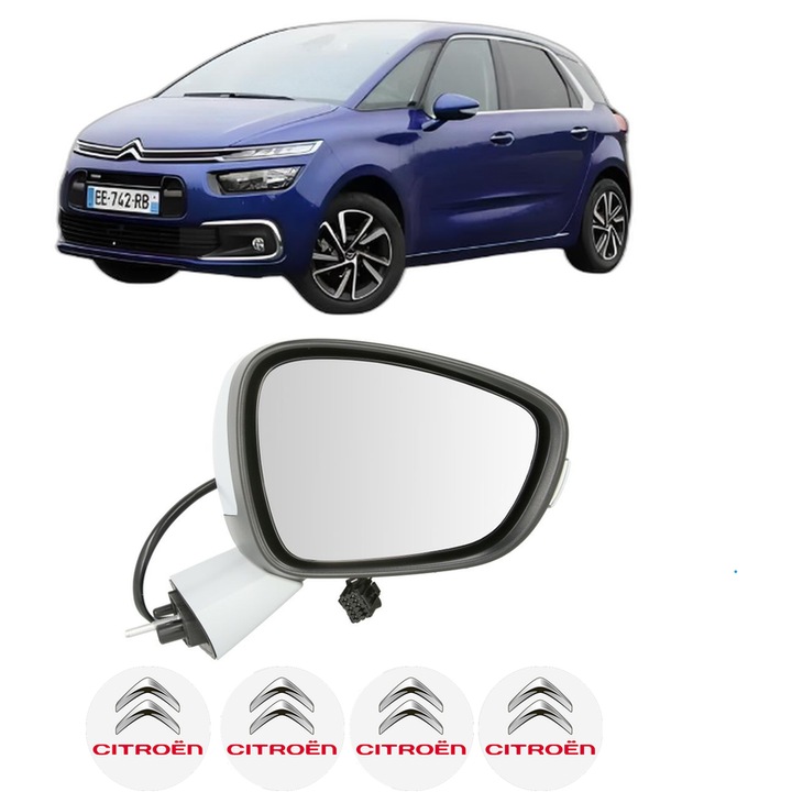 Oglinda Completa Dreapta CITROEN C4 PICASSO II din 2013-2018, auto, Reglaj Electric, 4 stickere auto cu CITROEN