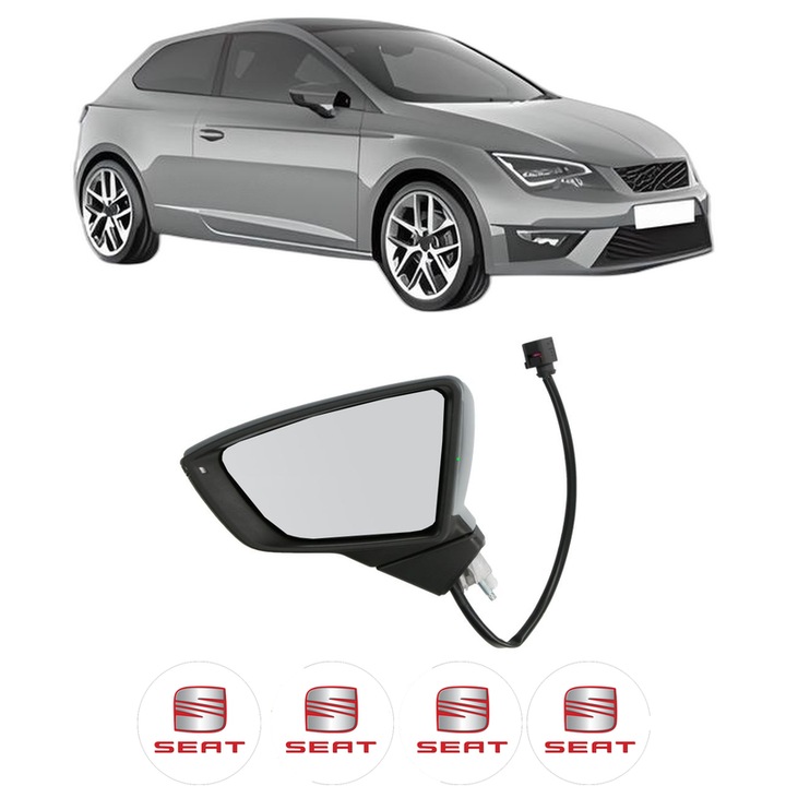 Oglinda Completa Stanga SEAT LEON SC (5F5) din 2013-2018, auto, Reglaj Electric, 4 stickere auto cu SEAT