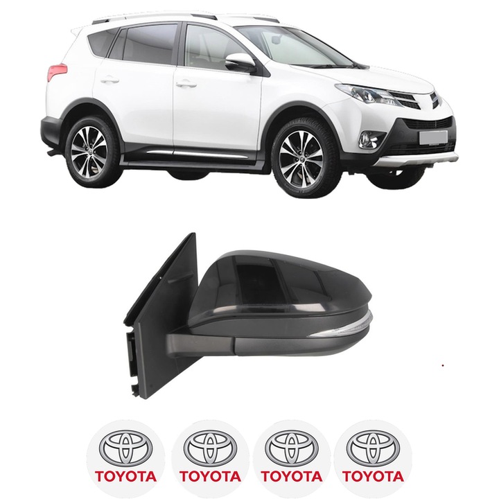 Oglindă Stanga, Blic, TOYOTA RAV 4 IV VAN (_A4_), Reglaj Electric, Incalzita, 33.5x15x37cm, 4 stickere TOYOTA
