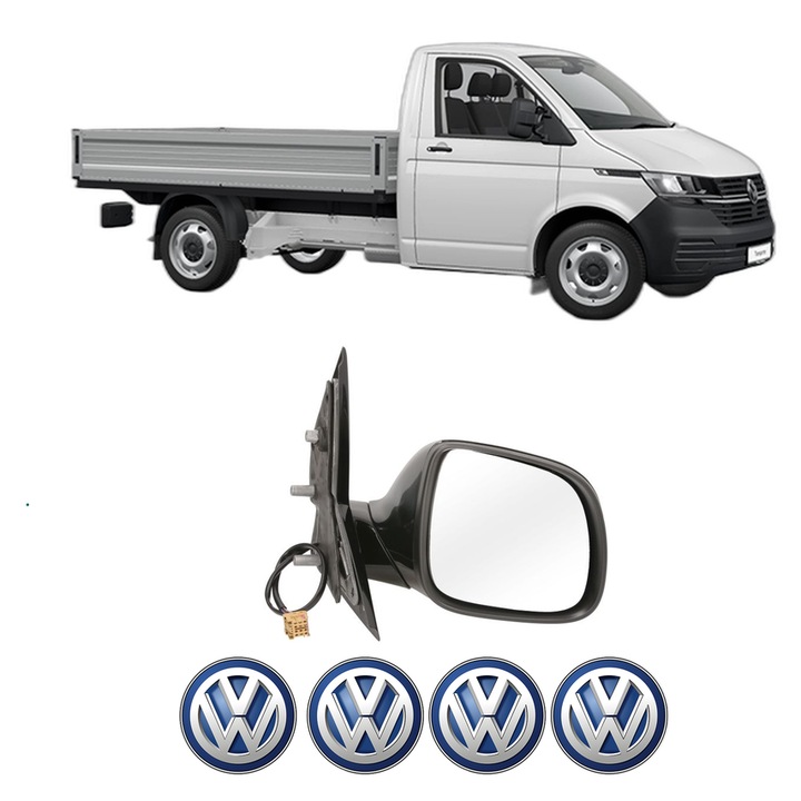 Oglinda Completa Dreapta Volkswagen TRANSPORTER T6 Platform/Chassis (SFD, SFE, SFL, SFZ, SJD, SJ din 2015-2024, auto, Reglaj Electric, 4 stickere auto cu Volkswagen