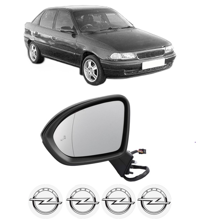 Oglinda Completa Stanga OPEL ASTRA din 1991-2022, auto, Reglaj Electric, 4 stickere auto cu OPEL