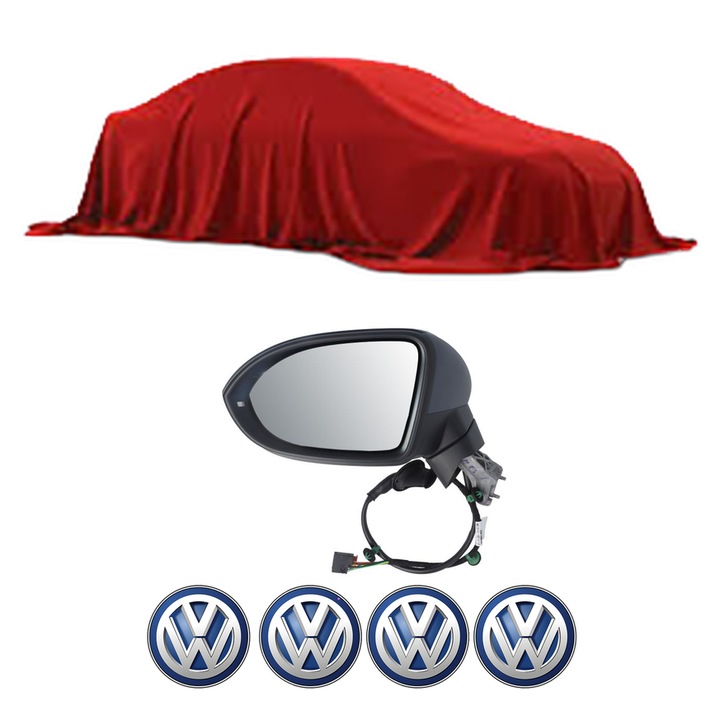 Oglinda Completa Stanga Volkswagen PASSAT B3 din 1988-2023, auto, Reglaj Electric, 4 stickere auto cu Volkswagen