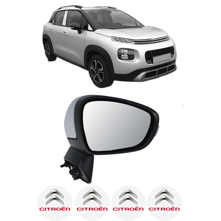 Oglinda Completa Dreapta CITROEN C3 AIRCROSS din 2017-2021, auto, Reglaj Electric, 4 stickere auto cu CITROEN