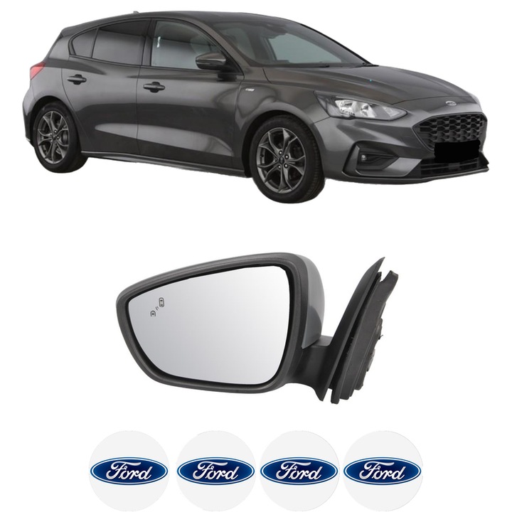 Oglinda Completa Stanga FORD FOCUS IV (HN) din 2018-2022, auto, Reglaj Electric, 4 stickere auto cu FORD