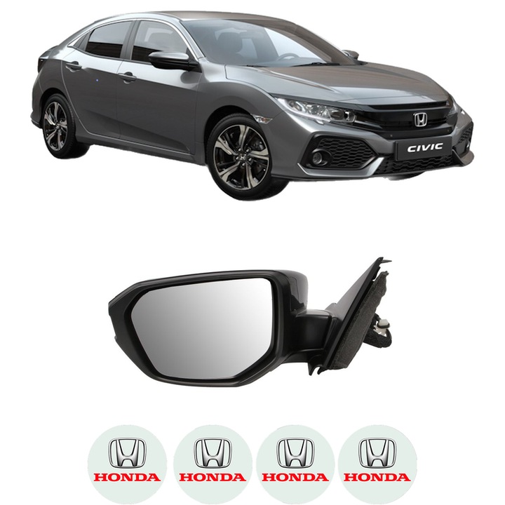 Oglinda Completa Stanga HONDA CIVIC X Saloon (FC_) din 2015-2022, auto, Reglaj Electric, 4 stickere auto cu HONDA
