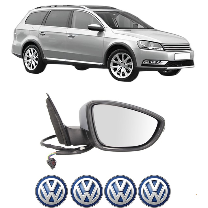 Oglinda Completa Dreapta Volkswagen PASSAT ALLTRACK B7 (365) din 2012-2014, auto, Reglaj Electric, 4 stickere auto cu Volkswagen