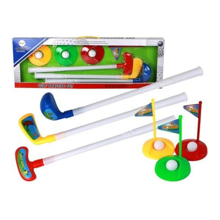 Mini golf szett 12 darabos, LEANToys, többszínű, 52 cm