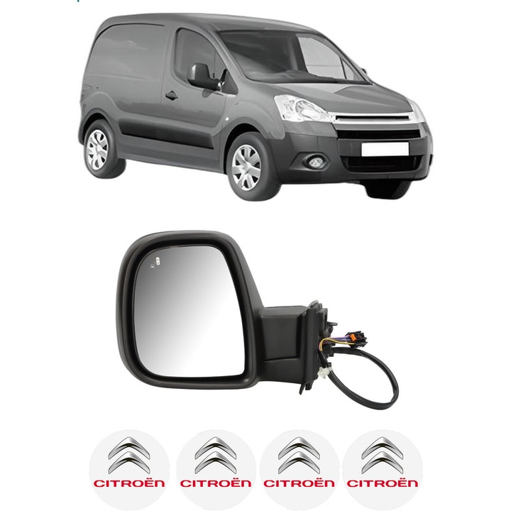 Oglinda Completa Stanga CITROEN BERLINGO Box Body/MPV (B9) din 2008-2021, auto, Reglaj Electric, 4 stickere auto cu CITROEN