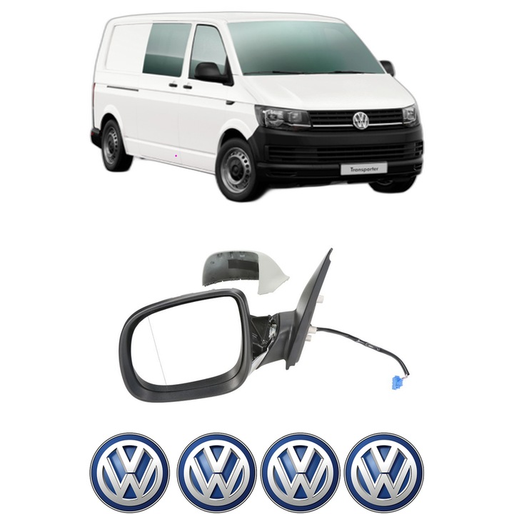 Oglinda Completa Dreapta Volkswagen TRANSPORTER T6 / CARAVELLE T6 Bus (SGB, SGJ, SHB, SHJ) din 2015-2024, auto, Reglaj Electric, 4 stickere auto cu Volkswagen