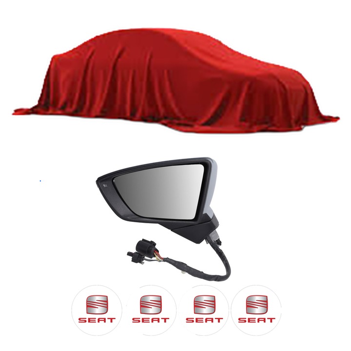 Oglinda Completa Stanga SEAT ARONA KJ din 2017-2021, auto, Reglaj Electric, 4 stickere auto cu SEAT