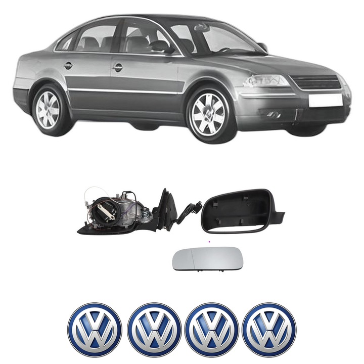 Oglinda Completa Stanga Volkswagen PASSAT B5.5 (3B3) din 2000-2005, auto, Reglaj Electric, 4 stickere auto cu Volkswagen