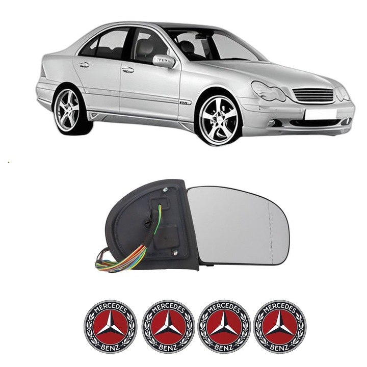 Oglinda Completa Dreapta MERCEDES-BENZ C-CLASS (W203) din 2000-2007, auto, Reglaj Electric, 4 stickere auto cu MERCEDES-BENZ