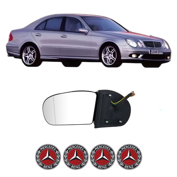 Oglinda Completa Stanga MERCEDES-BENZ E-CLASS (W211) din 2002-2008, auto, Reglaj Electric, 4 stickere auto cu MERCEDES-BENZ