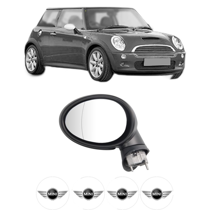 Oglinda Completa Stanga MINI MINI (R50, R53) din 2001-2006, auto, Reglaj Electric, 4 stickere auto cu MINI