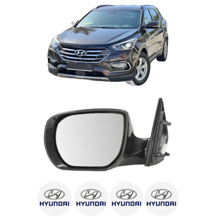 Oglinda Completa Stanga HYUNDAI SANTA FÉ III (DM, DMA) din 2012-2018, auto, Reglaj Electric, 4 stickere auto cu HYUNDAI