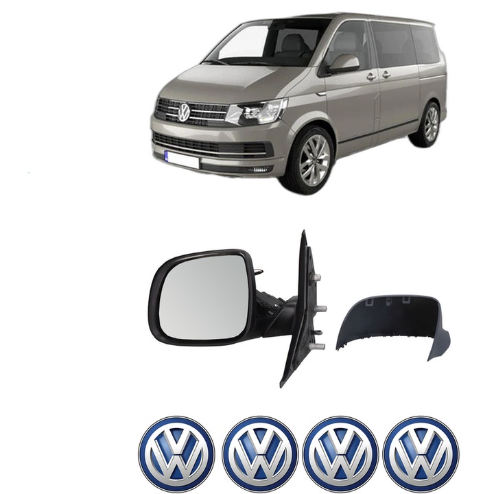 Oglinda Completa Stanga Volkswagen MULTIVAN T5 (7HM, 7HN, 7HF, 7EF, 7EM, 7EN) din 2003-2015, auto, Reglaj Electric, 4 stickere auto cu Volkswagen