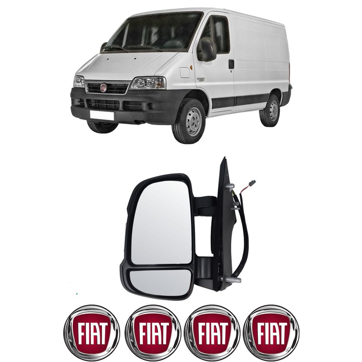 Oglinda Completa Stanga FIAT DUCATO din 1982-2023, auto, Reglaj Electric, 4 stickere auto cu FIAT