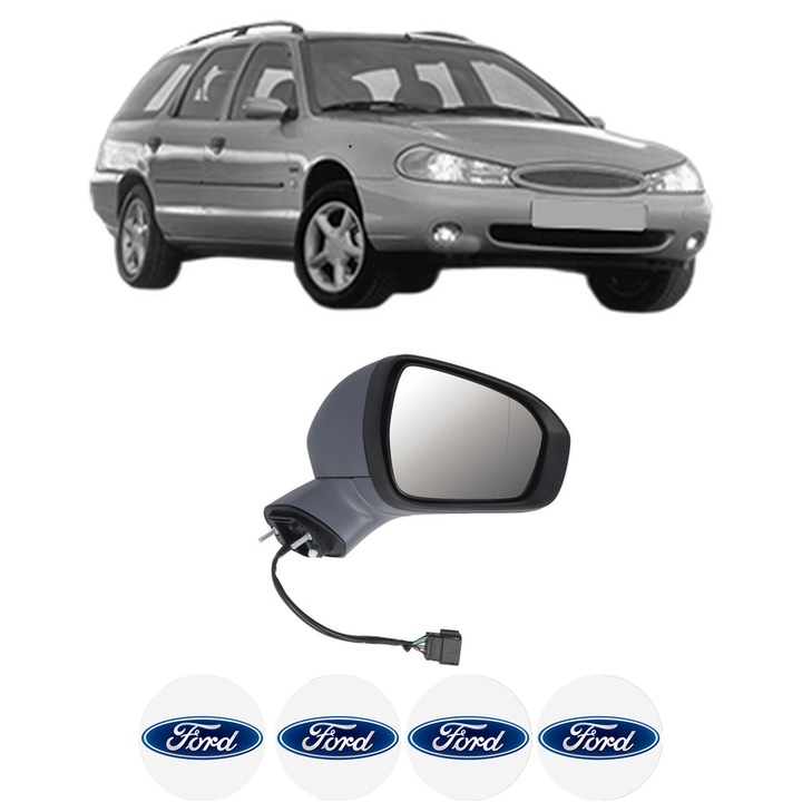 Oglinda Completa Dreapta FORD MONDEO din 1993-2018, auto, Reglaj Electric, 4 stickere auto cu FORD