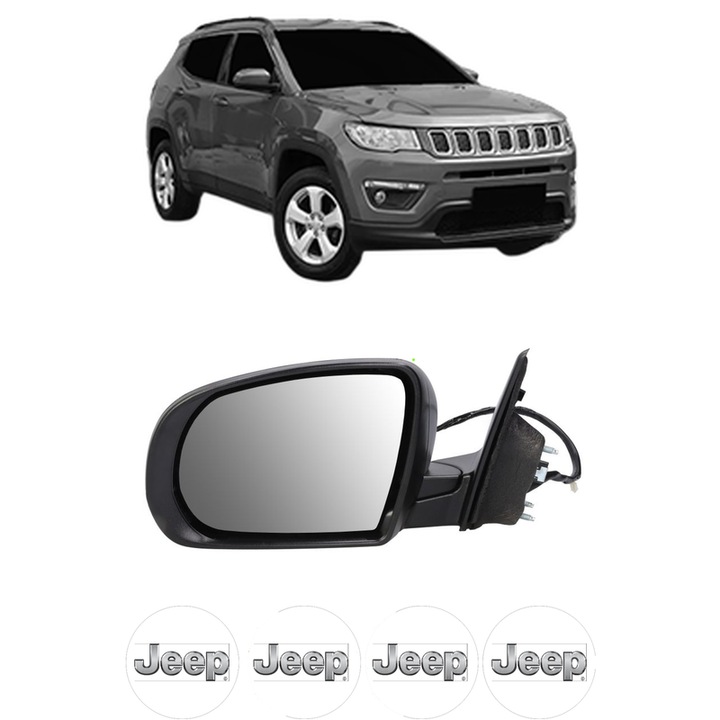 Oglinda Completa Stanga JEEP COMPASS (MP, M6, MV, M7) din 2016-2022, auto, Reglaj Electric, 4 stickere auto cu JEEP