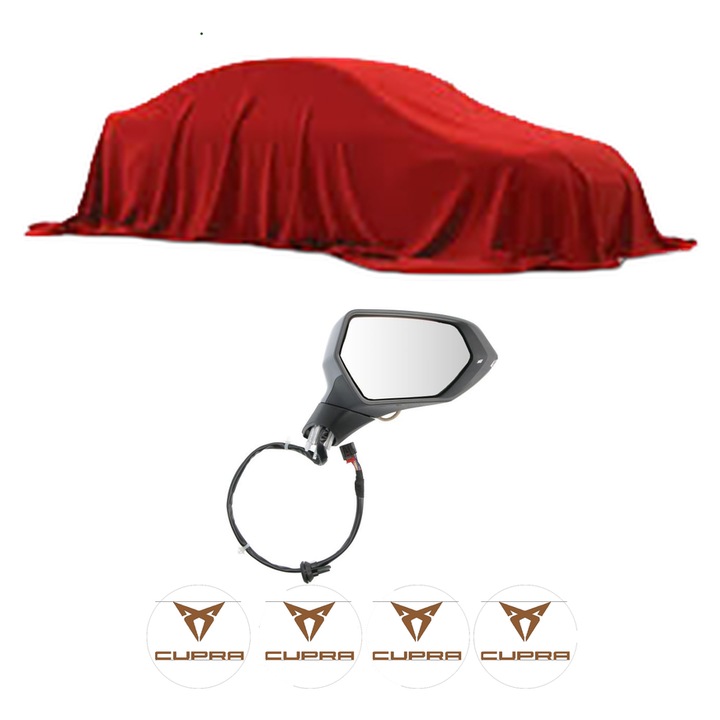 Oglinda Completa Dreapta CUPRA LEON 1M din 1999-2020, auto, Reglaj Electric, 4 stickere auto cu CUPRA