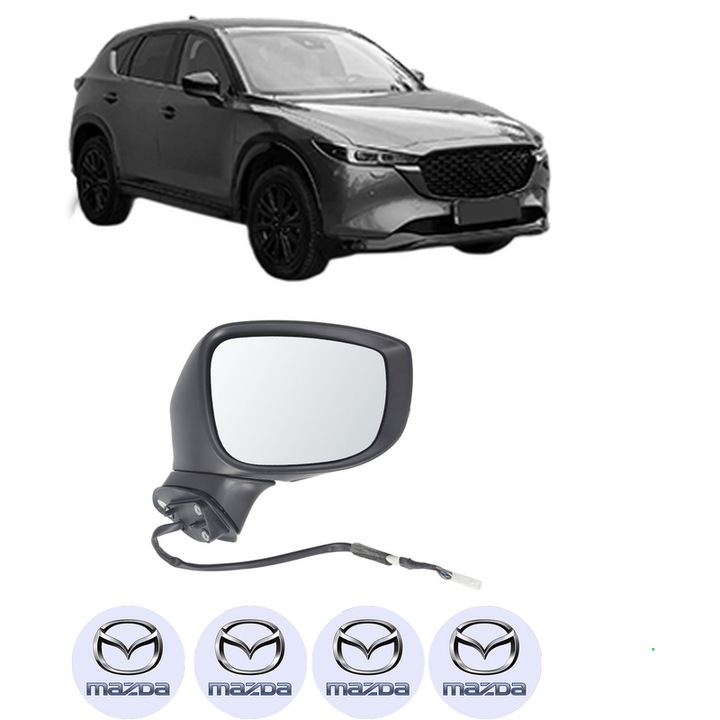 Oglinda Completa Dreapta MAZDA CX-5 (KF) din 2016-2023, auto, Reglaj Electric, 4 stickere auto cu MAZDA