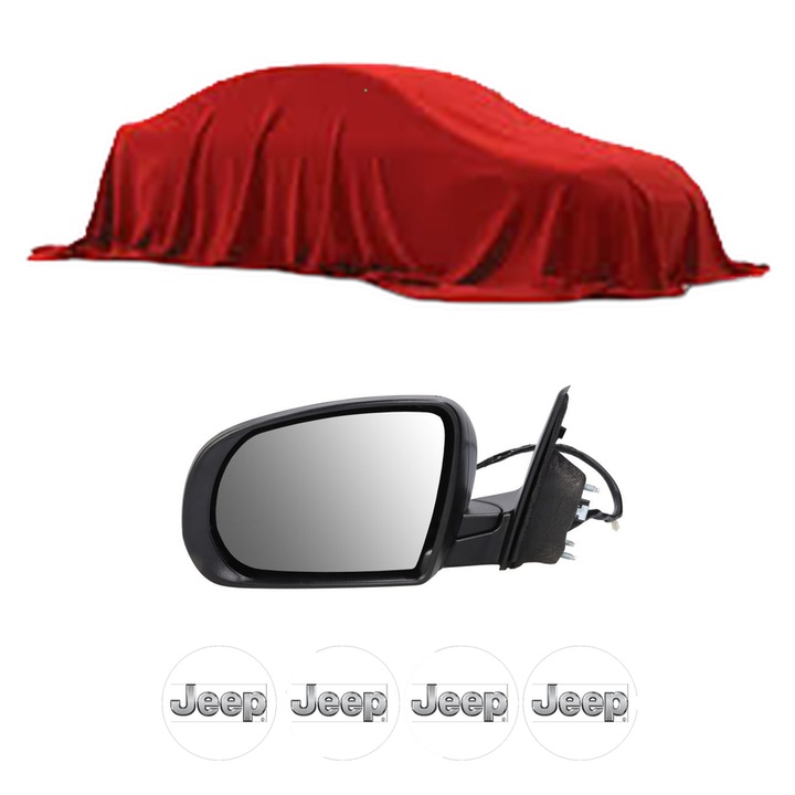 Oglinda Completa Stanga JEEP COMPASS II din 2016-2022, auto, Reglaj Electric, 4 stickere auto cu JEEP